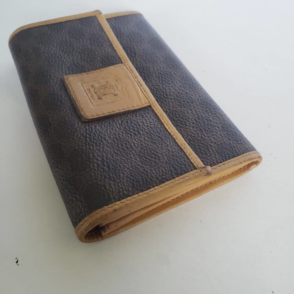 Celine Vintage Medium Envelope Leather Compact Wallet Macadam Brown Unisex Purse - Picture 10 of 10
